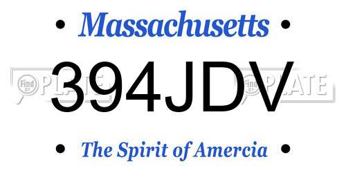 394JDV Massachusetts License Plate