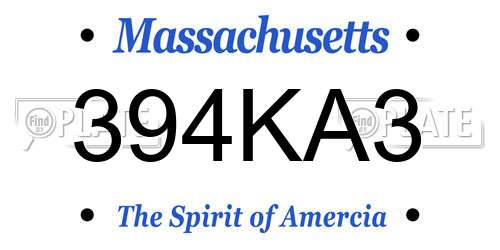 394KA3 Massachusetts License Plate
