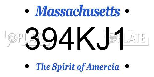 394KJ1 Massachusetts License Plate