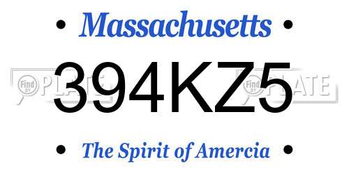394KZ5 Massachusetts License Plate