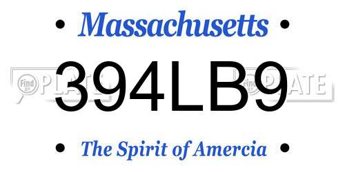 394LB9 Massachusetts License Plate