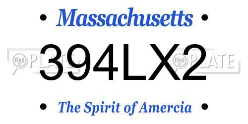 394LX2 Massachusetts License Plate