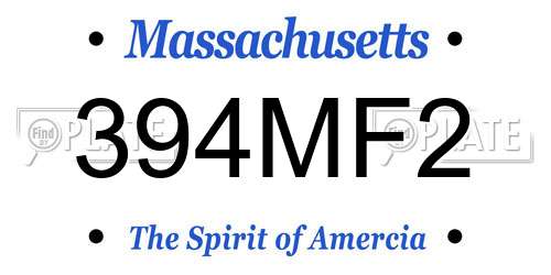 394MF2 Massachusetts License Plate