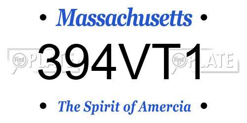 394VT1 Massachusetts License Plate