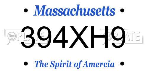 394XH9 Massachusetts License Plate