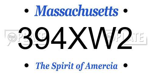 394XW2 Massachusetts License Plate