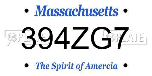 394ZG7 Massachusetts License Plate