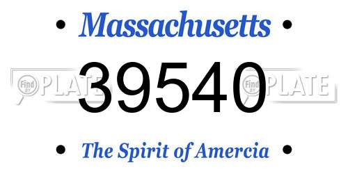 39540 Massachusetts License Plate