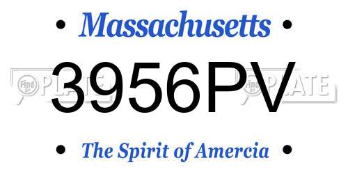 3956PV Massachusetts License Plate
