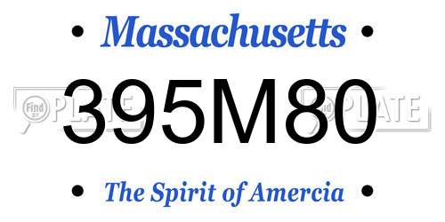 395M80 Massachusetts License Plate
