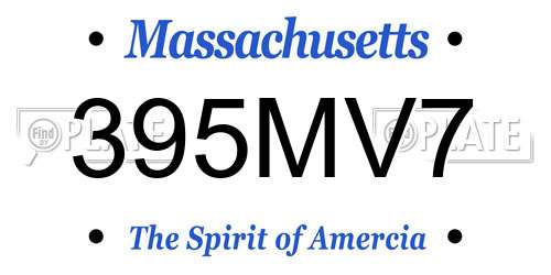 395MV7 Massachusetts License Plate