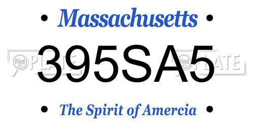 395SA5 Massachusetts License Plate