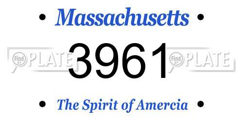 3961 Massachusetts License Plate