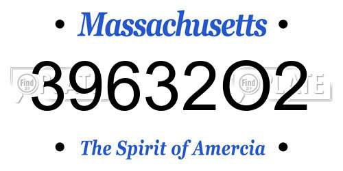 39632O2 Massachusetts License Plate