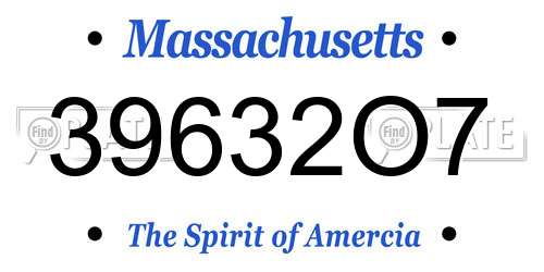 39632O7 Massachusetts License Plate