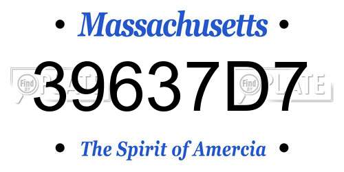 39637D7 Massachusetts License Plate