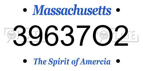 39637O2 Massachusetts License Plate