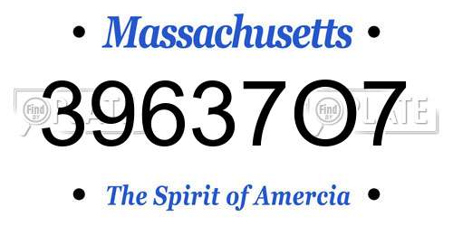 39637O7 Massachusetts License Plate