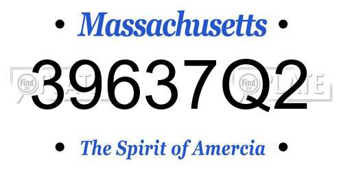 39637Q2 Massachusetts License Plate