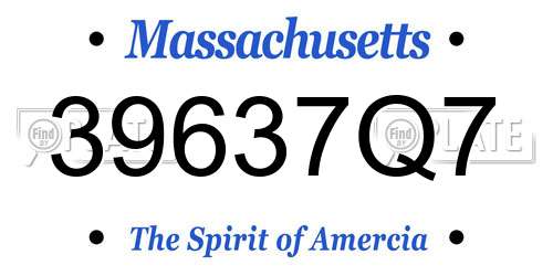 39637Q7 Massachusetts License Plate