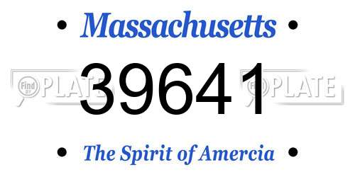 39641 Massachusetts License Plate