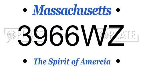 3966WZ Massachusetts License Plate
