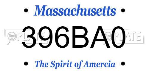 396BA0 Massachusetts License Plate