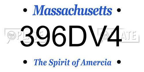 396DV4 Massachusetts License Plate