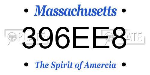396EE8 Massachusetts License Plate