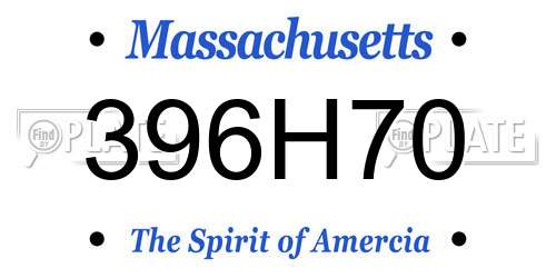 396H70 Massachusetts License Plate