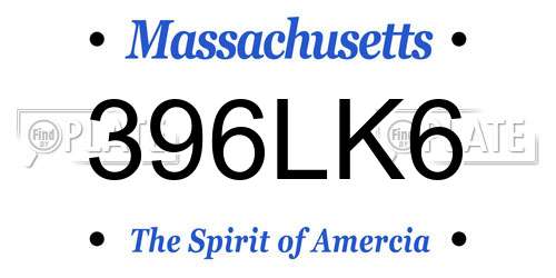 396LK6 Massachusetts License Plate