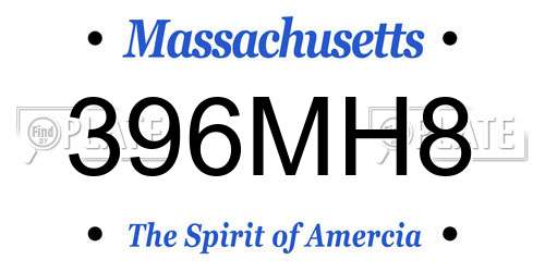 396MH8 Massachusetts License Plate