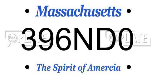 396ND0 Massachusetts License Plate