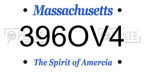 396OV4 Massachusetts License Plate