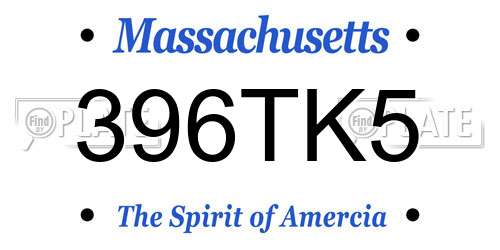 396TK5 Massachusetts License Plate