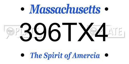 396TX4 Massachusetts License Plate