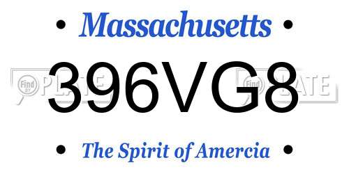 396VG8 Massachusetts License Plate