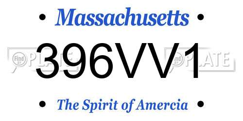 396VV1 Massachusetts License Plate