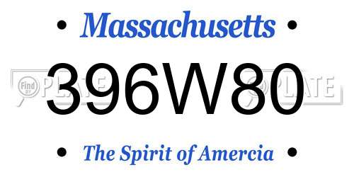 396W80 Massachusetts License Plate