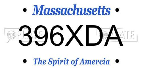 396XDA Massachusetts License Plate