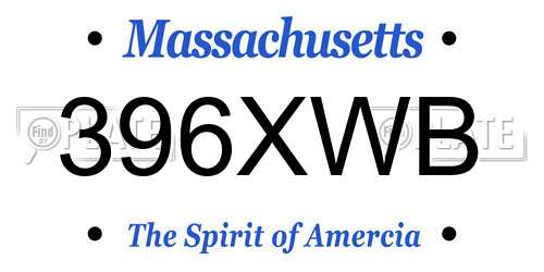 396XWB Massachusetts License Plate