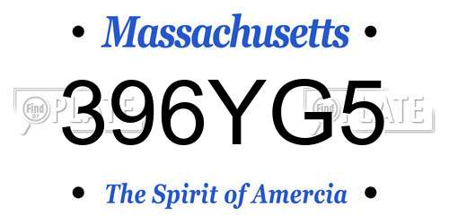 396YG5 Massachusetts License Plate