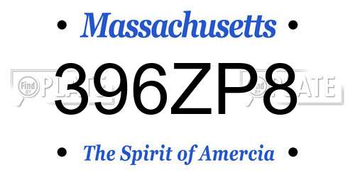 396ZP8 Massachusetts License Plate