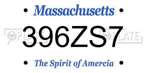 396ZS7 Massachusetts License Plate