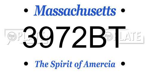 3972BT Massachusetts License Plate
