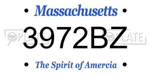 3972BZ Massachusetts License Plate