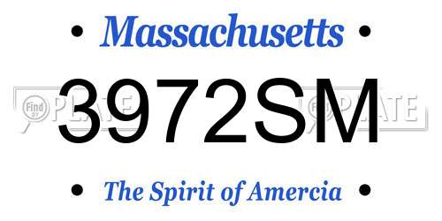 3972SM Massachusetts License Plate