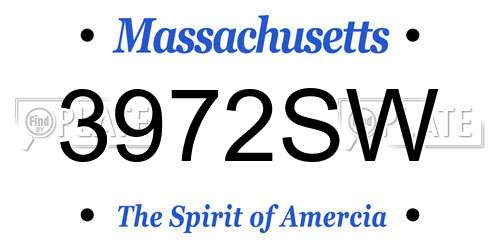 3972SW Massachusetts License Plate