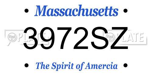 3972SZ Massachusetts License Plate