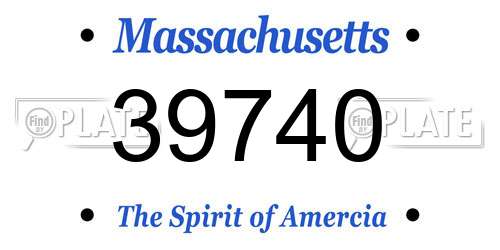 39740 Massachusetts License Plate